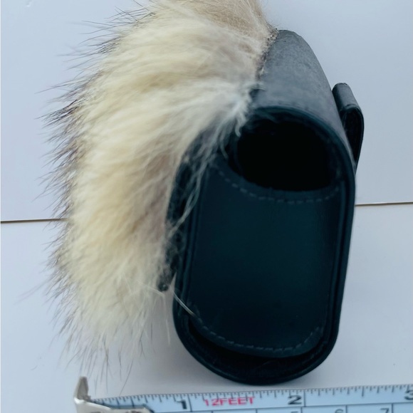 Fur Coyote Belt Purse Coin Purse Mini Wallet Leather Black Handmade USA - Picture 7 of 10
